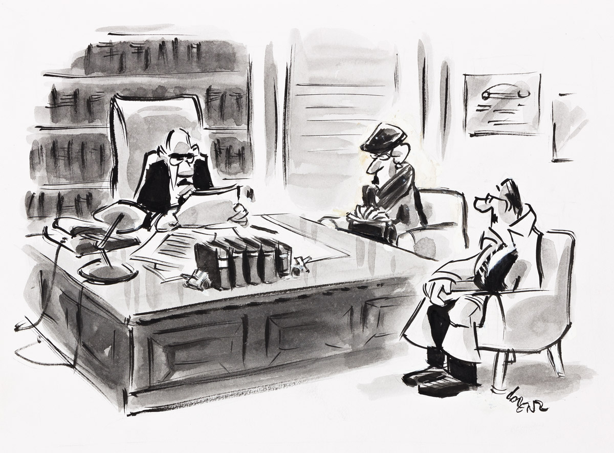 LEE LORENZ (1933- ) Your wife gets the house, the car, the dog, your I.R.A., and ten thousand dollars a month. [NEW YORKER / CARTOONS]